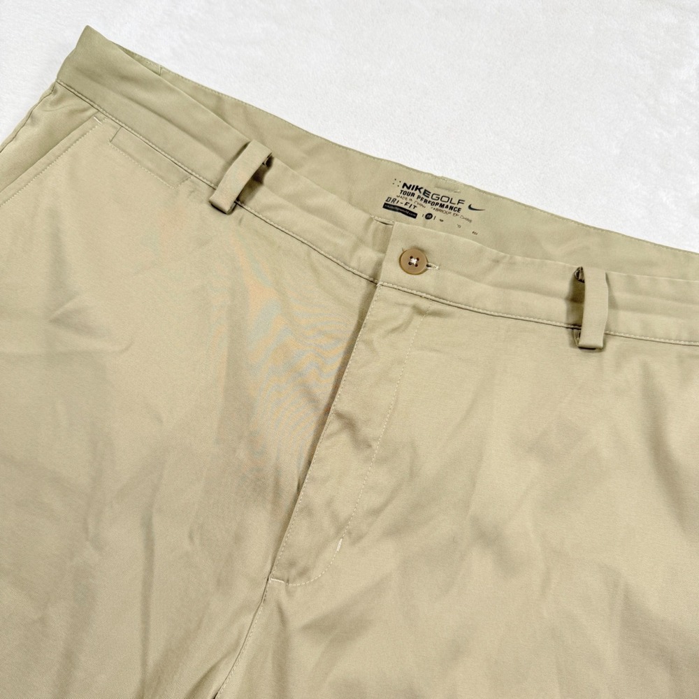 Nike Golf Tour Performance Dri-FIT Shorts Mens 38 Khaki Tan‎ Stretch Athletic